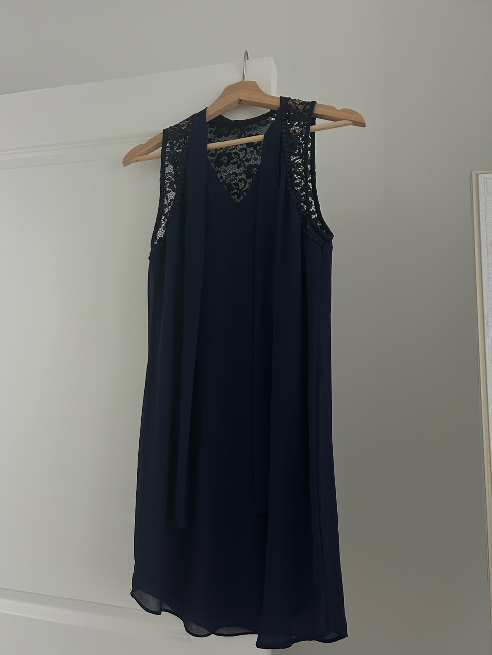 BCX Navy Lace-Trim Sleeveless Dress
